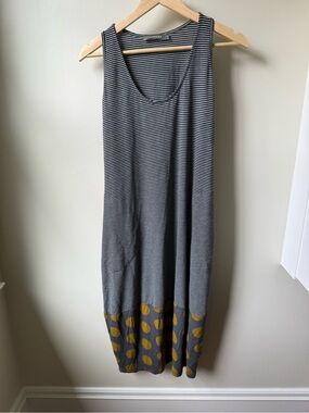 ALEMBIKA Sizzle Midi Dress Striped Polka Dot Artsy Lagenlook Quirky Eclectic 6 8